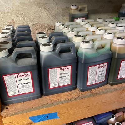 Shelf 4 Inventory Angelus Leather Dye 84 Pint Bottles