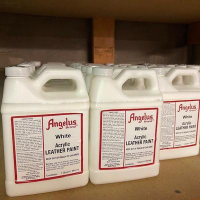 Shelf 12 Inventory Angelus Acrylic Leather Paint B&W 69 Quart Bottles