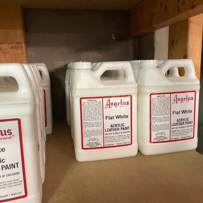 Shelf 12 Inventory Angelus Acrylic Leather Paint B&W 69 Quart Bottles