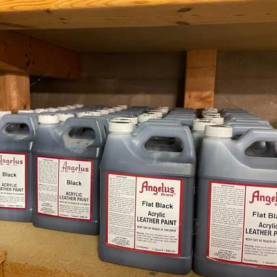 Shelf 12 Inventory Angelus Acrylic Leather Paint B&W 69 Quart Bottles