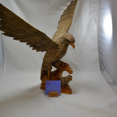 Large Hand-Carved Wooden Bird of Prey, Eastern Europe 26"x19.5"