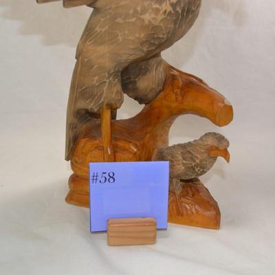 Large Hand-Carved Wooden Bird of Prey, Eastern Europe 26"x19.5"