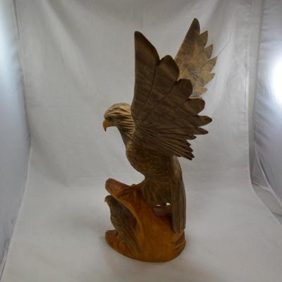 Large Hand-Carved Wooden Bird of Prey, Eastern Europe 26"x19.5"