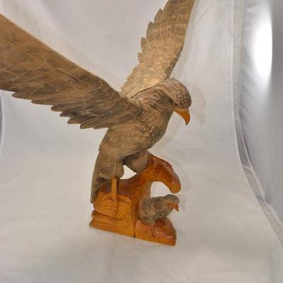 Large Hand-Carved Wooden Bird of Prey, Eastern Europe 26"x19.5"