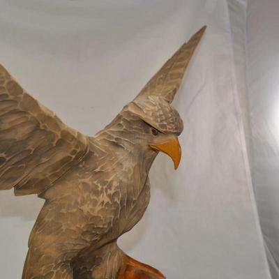 Large Hand-Carved Wooden Bird of Prey, Eastern Europe 26"x19.5"