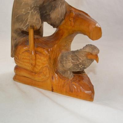 Large Hand-Carved Wooden Bird of Prey, Eastern Europe 26"x19.5"
