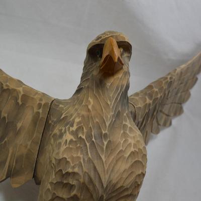 Large Hand-Carved Wooden Bird of Prey, Eastern Europe 26"x19.5"