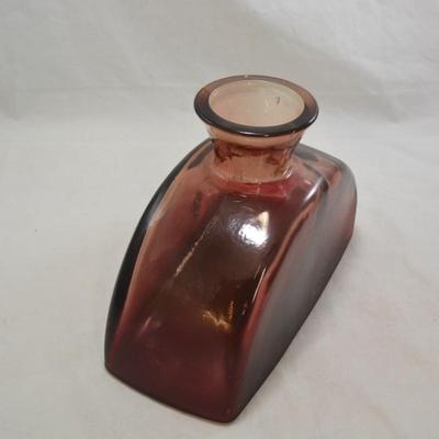 Purple/Rose Mid Century Modern Heavy Glass Vase, Spain
