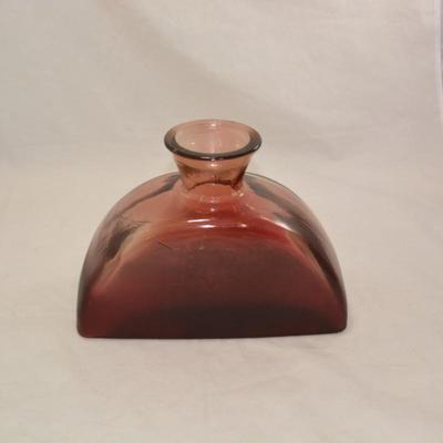 Purple/Rose Mid Century Modern Heavy Glass Vase, Spain