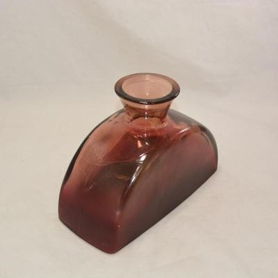 Purple/Rose Mid Century Modern Heavy Glass Vase, Spain