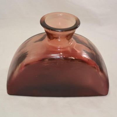 Purple/Rose Mid Century Modern Heavy Glass Vase, Spain