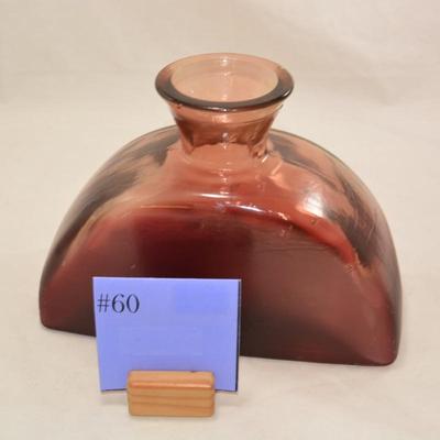 Purple/Rose Mid Century Modern Heavy Glass Vase, Spain