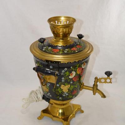 Hand Painted Electric Russian Samovar 15"x11"