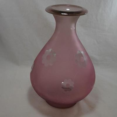 Rose Colored Art Glass Flower Vase, Spain