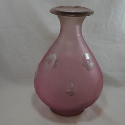 Rose Colored Art Glass Flower Vase, Spain