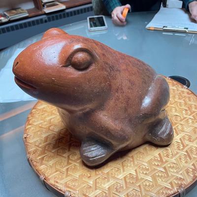 Large Brown Terracotta Frog