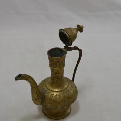 2 Brass Pitchers & Brass Bud Vase, India
