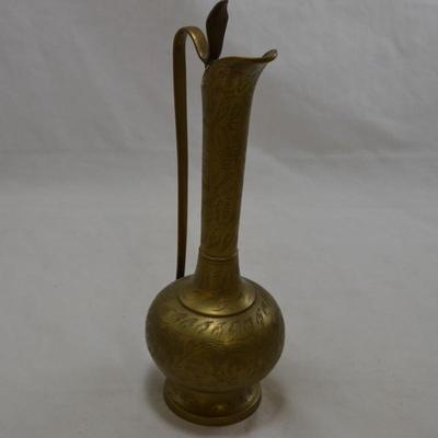 2 Brass Pitchers & Brass Bud Vase, India