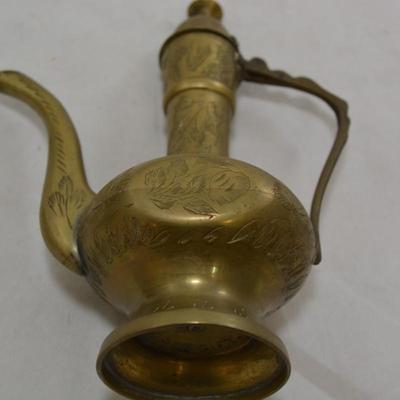 2 Brass Pitchers & Brass Bud Vase, India