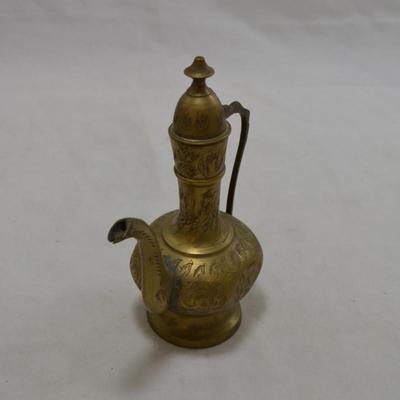 2 Brass Pitchers & Brass Bud Vase, India