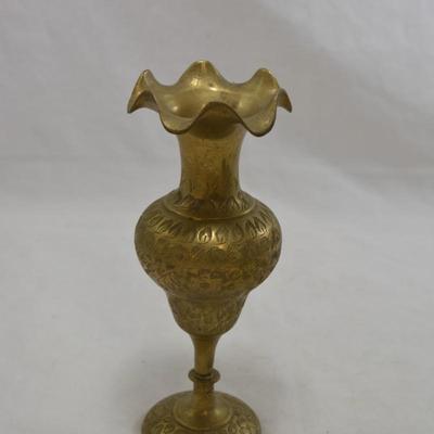 2 Brass Pitchers & Brass Bud Vase, India