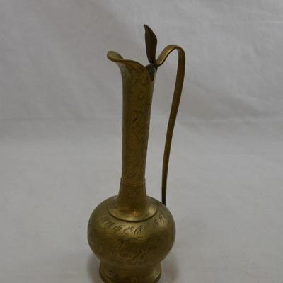 2 Brass Pitchers & Brass Bud Vase, India