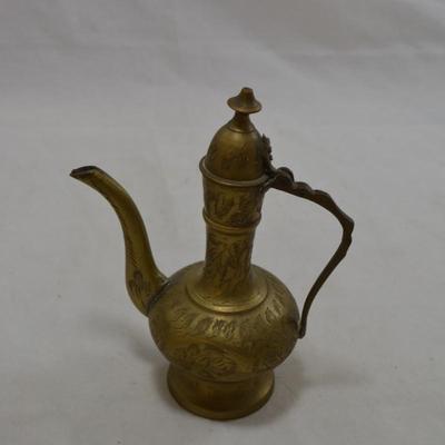 2 Brass Pitchers & Brass Bud Vase, India