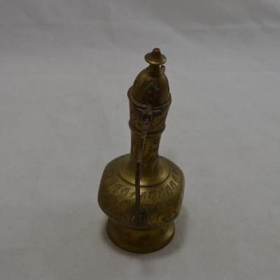 2 Brass Pitchers & Brass Bud Vase, India