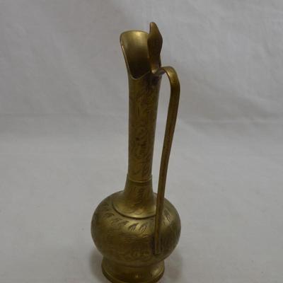 2 Brass Pitchers & Brass Bud Vase, India