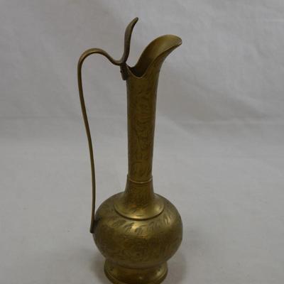2 Brass Pitchers & Brass Bud Vase, India