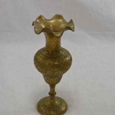 2 Brass Pitchers & Brass Bud Vase, India