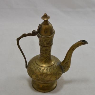 2 Brass Pitchers & Brass Bud Vase, India