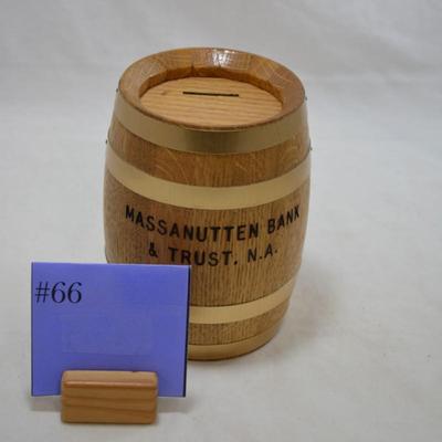 Vintage "Massanutten Bank & Trust, N.A." Barrel Coin Bank