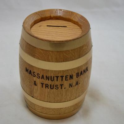 Vintage "Massanutten Bank & Trust, N.A." Barrel Coin Bank