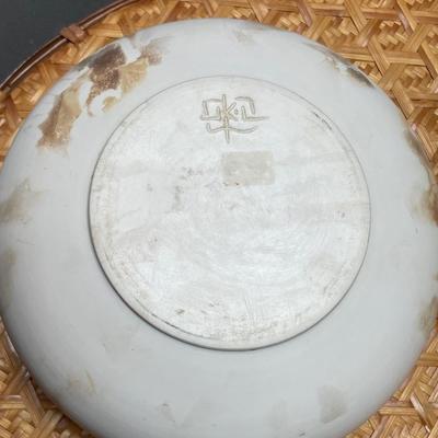Cream & Gray Muted Colors Low Pot - Signed
