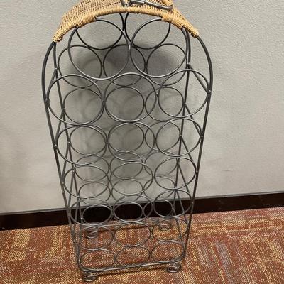 Wicker and metal wine holder