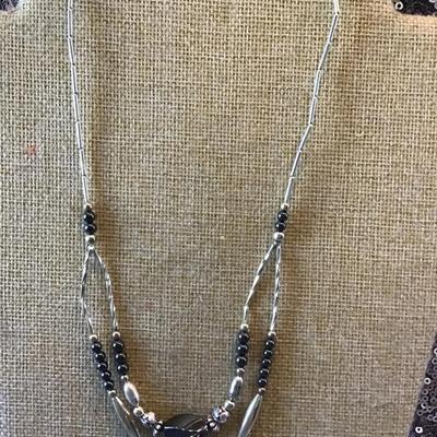 Silver Hematite  Necklace Liquid Silver 925  Beads