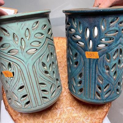2 Large CERAMIC Candle Holders
