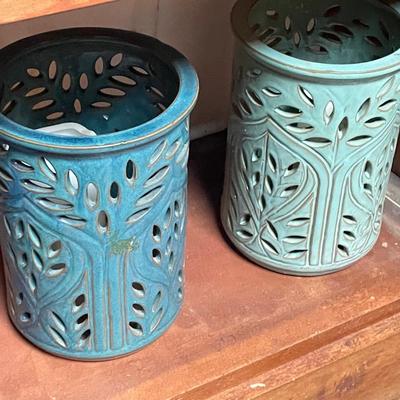 2 Large CERAMIC Candle Holders
