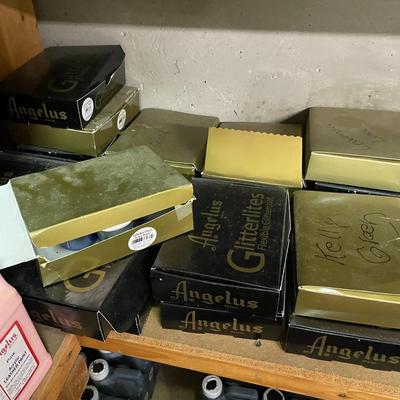 Shelf 14 Angelus Glitterlites Flexible Glittercoat 58 Boxes or Approximately 696 1 Oz Bottles