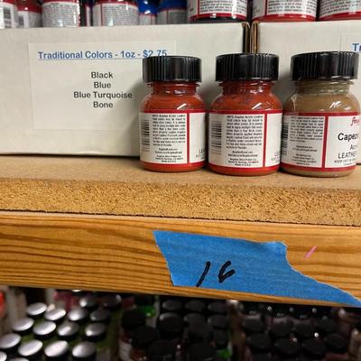 Shelf 16 Inventory Angelus Acrylic Leather Paint Approximately 1,200 One Ounce Bottles