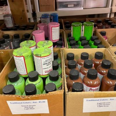 Shelf 20 Inventory Angelus Acrylic Leather Paint Approximately 400 Four Ounce Bottles