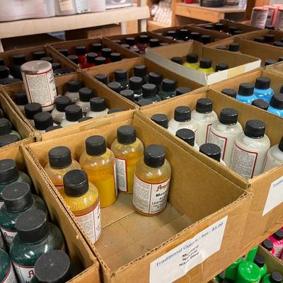 Shelf 20 Inventory Angelus Acrylic Leather Paint Approximately 400 Four Ounce Bottles