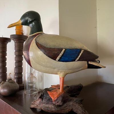 Folk Art Mallard Duck Signed Wojack Possibly Gourd Art
