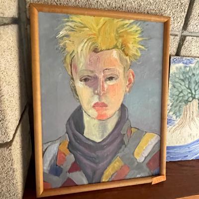 Portrait of Spiky Blonde - painting by Karen Morrow
