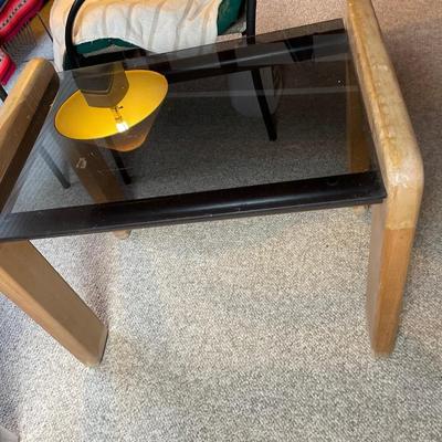 Wood & Smoked Glass Side Table