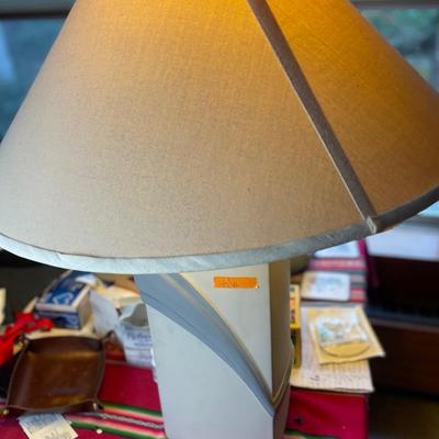 Cream & Blue lamp ( no.2 - matches earlier one). This one has a duck finial..