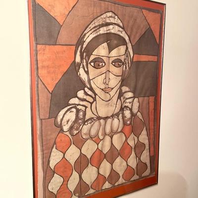 Harlequin Batik, framed. 2â€™ by 3â€™.