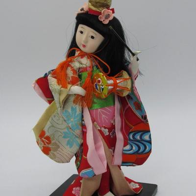 Vintage Made in Japan Souvenir Colorful Cloth Drumming Instrument Doll