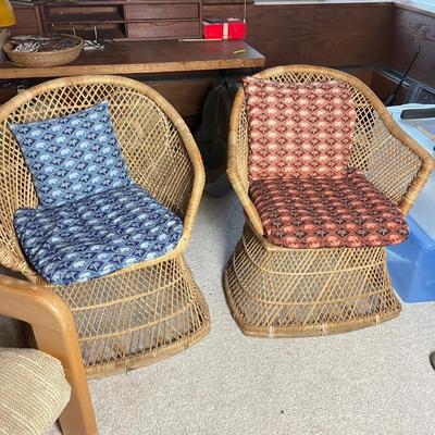 2 Rattan Chairs w cushions